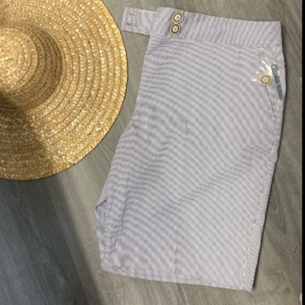 NWT Attention Bermuda Stripe Stretch Solid Shorts Relaxed Fit Women’s Size 16